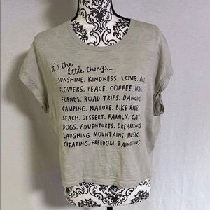 NATURAL LIFE “It’s the Little Things “Graphic Tee Sage green and black text Boxy